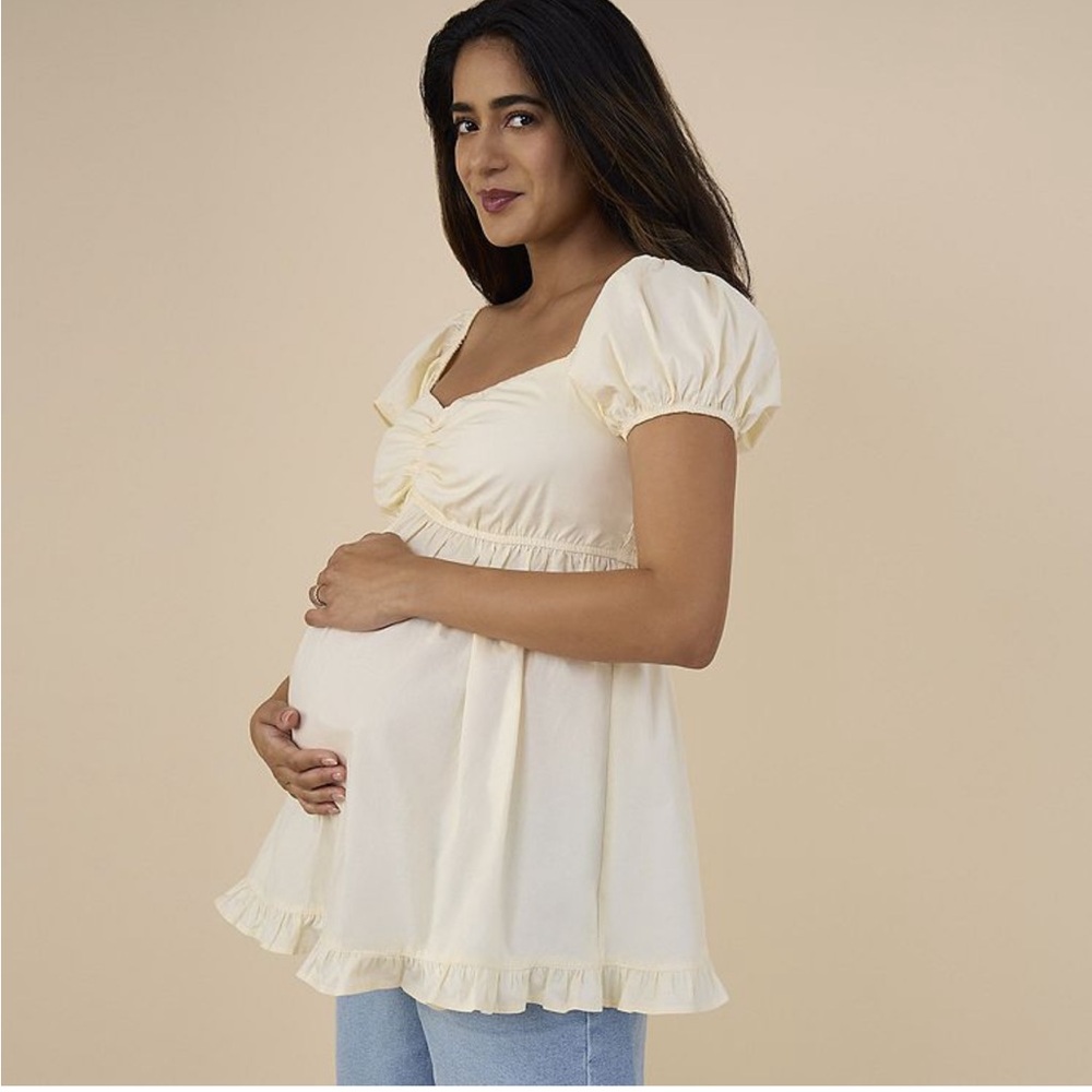 NWT Motherhood Maternity winter white Puff Sleeve Off shoulder - Picture 6 of 8